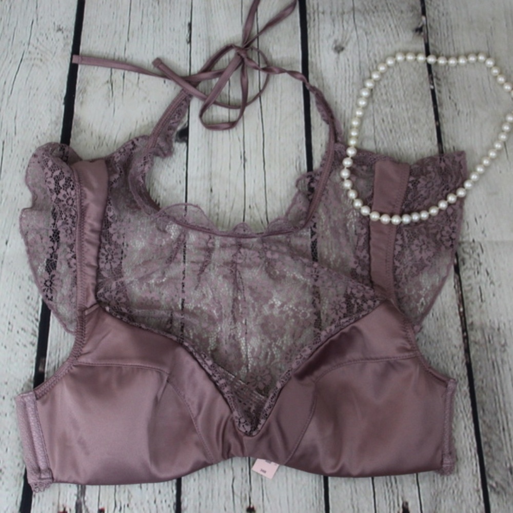 Satin & Lace Victorias Secret High Neck Bralette